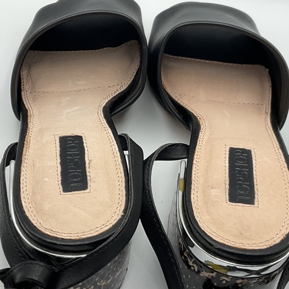 NWT Topshop Women’s Black Sandals/Long, Tie Up/Lace Up Strap/Animal Print - Picture 5 of 13